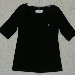 TWINHILL* Women's Half Sleeve Cowl Neck Pullover Blouse Size Small~‎ Black